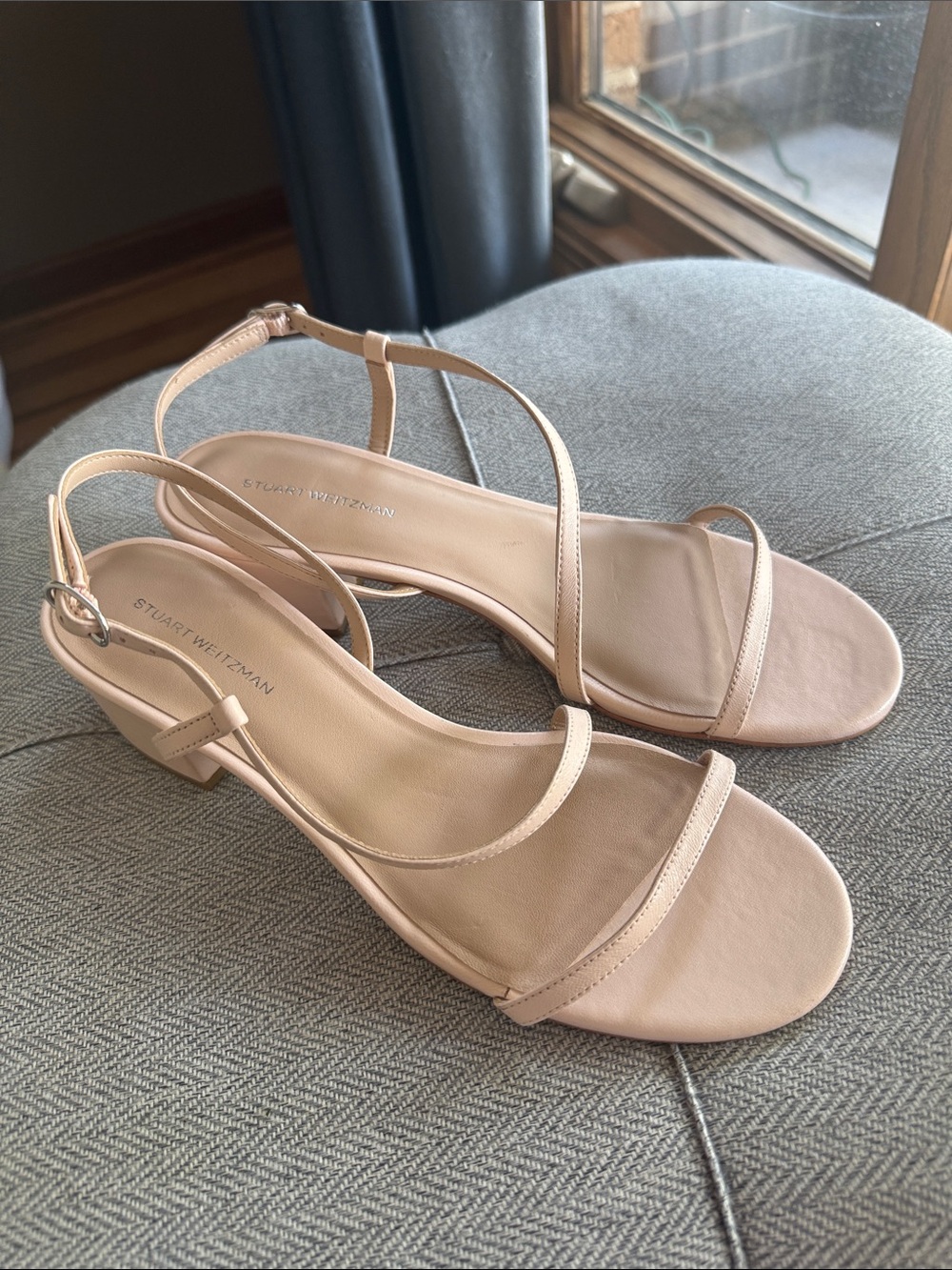 Stuart Weitzman Blush Pink Minimalist Strappy Sandals